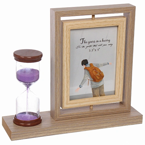 Фоторамка 913см вращающаяся с песочными часами, коричневая_3