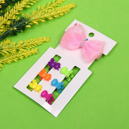 Заколки-крабы для волос детские 6шт c резинкой для волос Collection Boom - Зайки, цвет микс, 1,5см_4