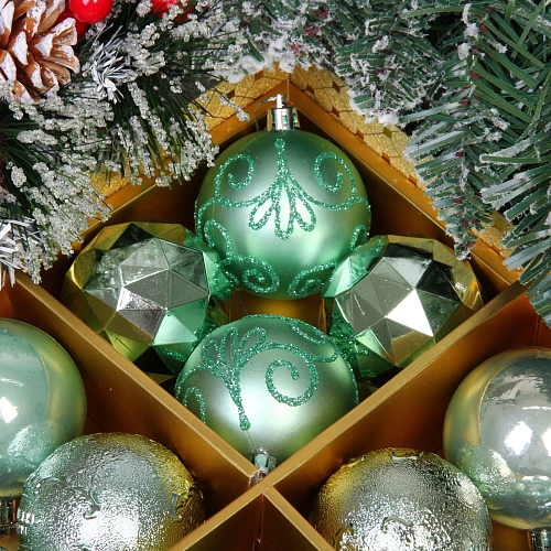 Новогодние шары Зимняя вечеринка 6 см (набор 16 шт), Мятный_6