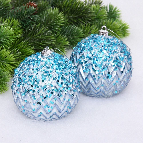 Новогодние шары VERSAILLES "Кассиопея" 10 см (набор 2 шт), Голубой