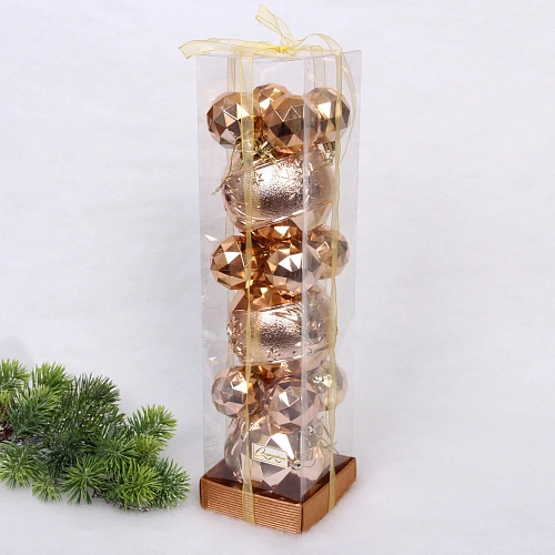 Набор шаров "Miracle" 10 см + 5 см (15 предметов), Шампань