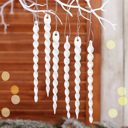 Подвеска "Волшебная сосулька" 13 см (набор 6 шт), Белый