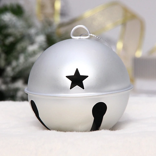 Новогодний шар "Бубенчик" 8.5 см, Серебро
