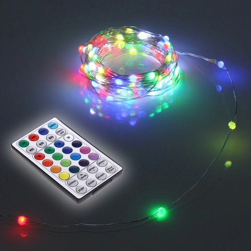 Гирлянда для дома НИТЬ "Magnificent" 20 м 200 ламп LED, прозрачн.пров, более 8 реж, с пультом Д/У, IP-20, RGB (USB)