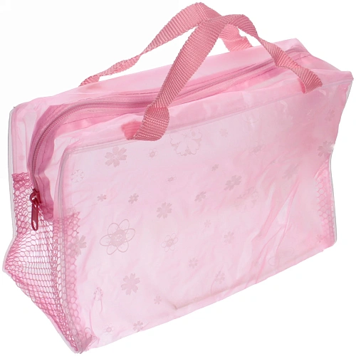 Косметичка "Adventure - Feathers", ромашки, цвет розовый, текстильные ручки, 24*17см✦