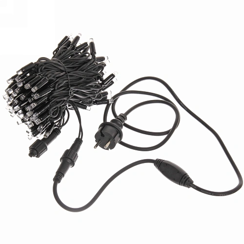 Гирлянда для улицы 11м 100 ламп LED чёрный провод, 8 реж, IP-65, Теплый белый (возможность соединения)_5