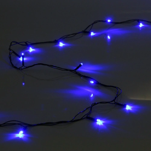 Гирлянда для дома  1,5м 12 ламп LED зелёный пров.,8 реж, IP-20, Синий