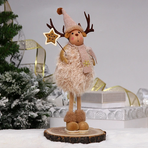 Фигурка новогодняя "Олень с волшебной палочкой" 28 см, коричневый