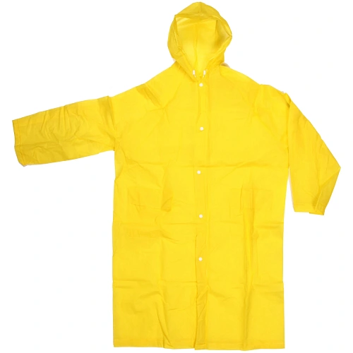 Дождевик-плащ "Урал" с капюшоном и завязками, на кнопках 140 Мкрн желтый ДоброСад