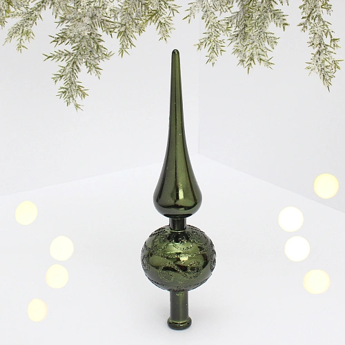 Верхушка на ёлку 23 см "Волшебный узор", Изумруд