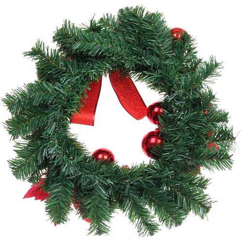 Венок хвойный Сказочное украшение d-40 см, ПВХ, Красный_7