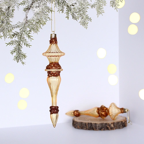 Елочные игрушки "Изящная нежность" 4,5*4,5*19 см (набор 2 шт), Золото