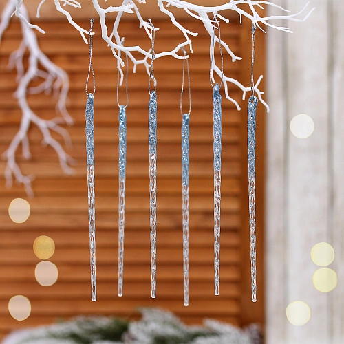 Подвеска "Снежный хрусталь" 18 см (набор 6 шт), Голубой