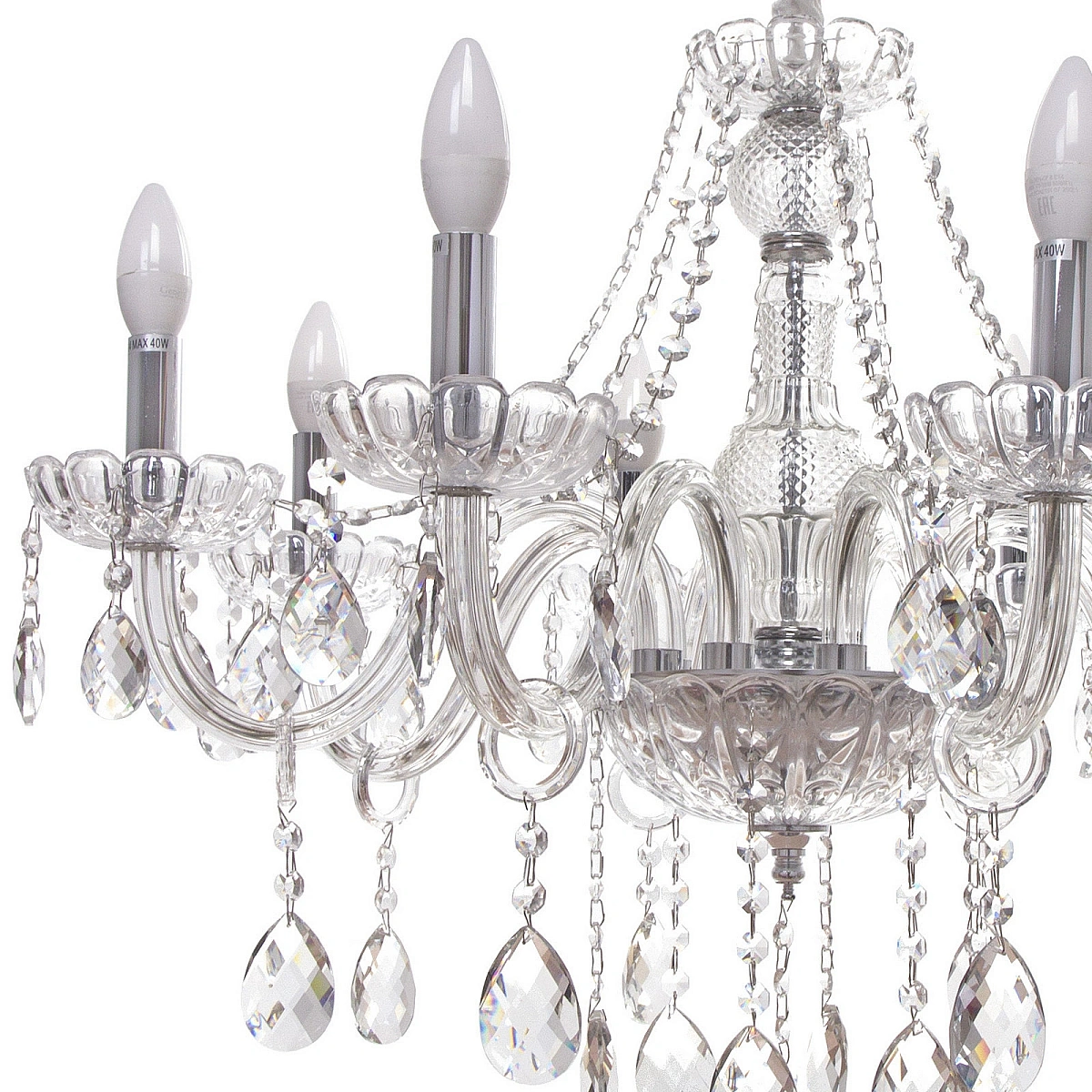 Люстра подвесная в стиле барокко "Alfemminile" 8*40Вт 25-DZ888 со стеклянными основаниями