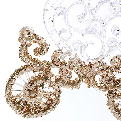 Подвеска Волшебная карета 12 см, БелыйЗолотой блеск_4