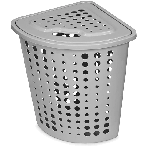 Корзина для белья Молетта 45л угловая с крышкой пыльно-серая С705ПСЕР