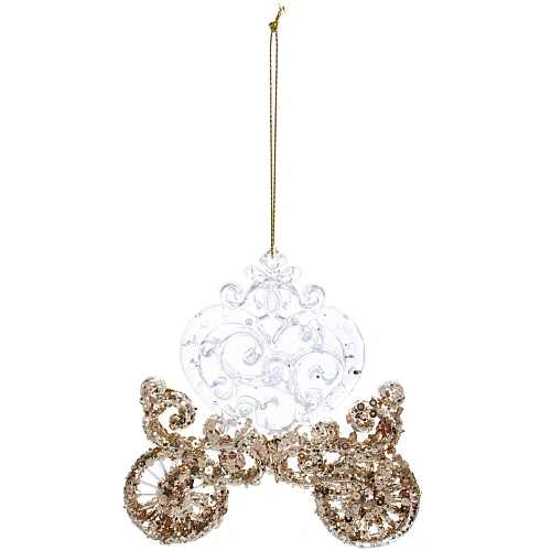 Подвеска Волшебная карета 12 см, БелыйЗолотой блеск_3