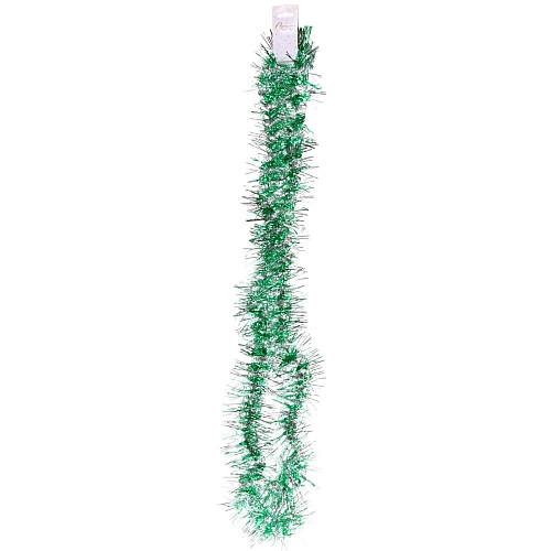 Мишура Огонёк  2 м 9 см, СереброЗеленый_3