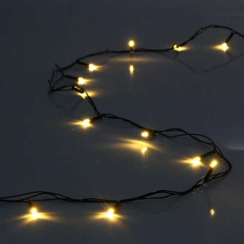 Гирлянда для дома  1,5м 12 ламп LED зелёный пров.,8 реж, IP-20, Теплый белый