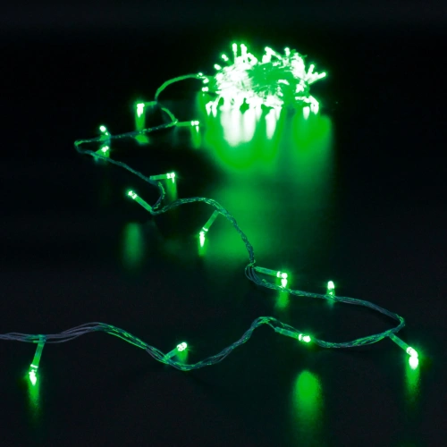 Гирлянда для дома  9,5м 100 ламп LED прозрач.пров.,8 реж, IP-20, Зелёный (возможность соединения)