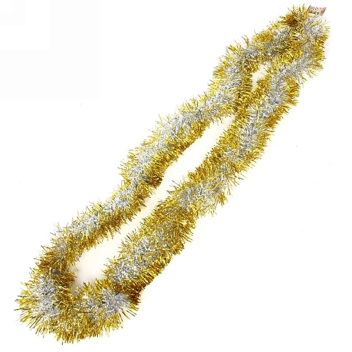 Мишура 2м 9см Серебряный блеск золото_7