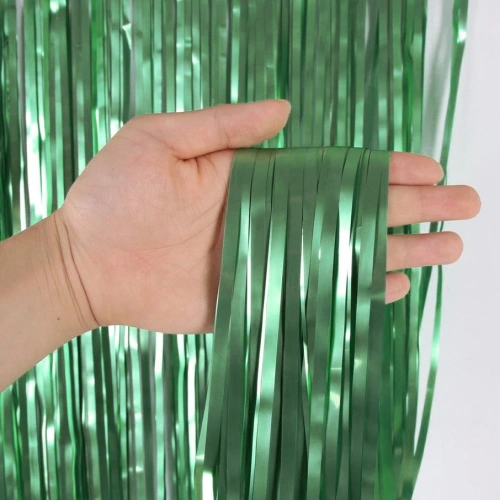 Занавес фольгированный "Дождь" ш1м, в2м (матовый), Зеленый