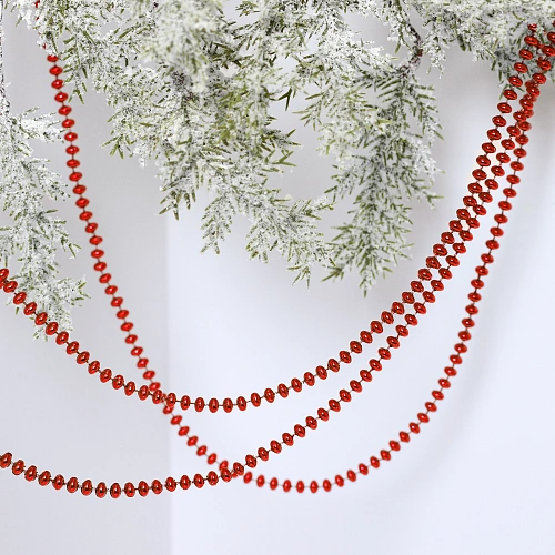 Бусы на ёлку 2,0 м "Жемчуг" 0,68 см, Красный