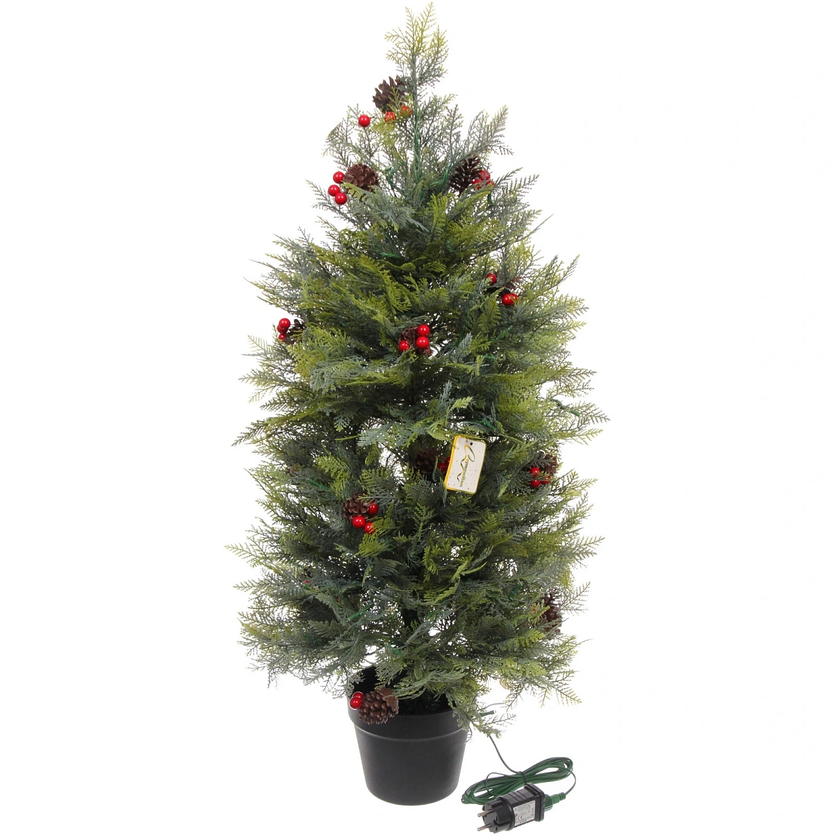 Ёлка светодиодная в горшке "Лесная радость" 90 см, (260 веток) 80 ламп LED, цвет свечения-Теплый белый