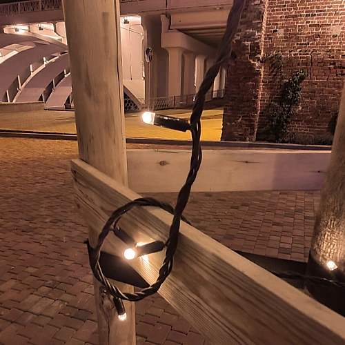 Гирлянда для улицы 16м 180 ламп LED чёрный провод, 8 реж IP-65, Теплый белый (возможность соединения) _13