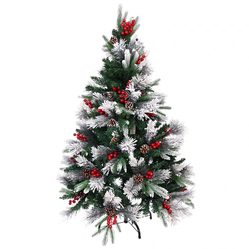 Елка "Грация" 120 см, ПВХ, леска, резина с белым напылением (шишки и ягоды), 337 веток
