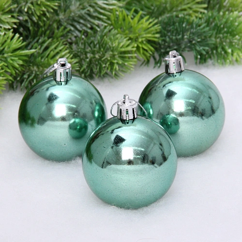 Новогодние шары 6 см (набор 3 шт) "Глянец", темный нефрит
