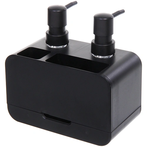 Дозатор для моющих средств 2х350мл 17х19х16 черный 8875_5