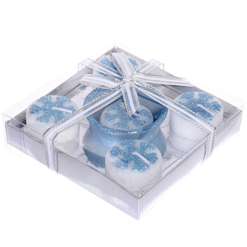 Свечи новогодние Снежинки1151153см (набор 5шт), Голубой_2