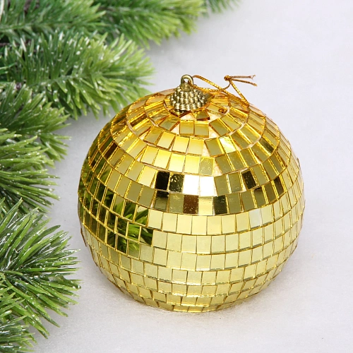 Новогодний шар 10 см "Shining Disco", Золото