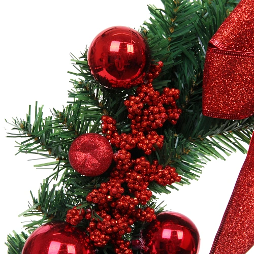 Венок хвойный Сказочное украшение d-40 см, ПВХ, Красный_5