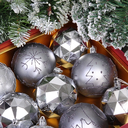 Новогодние шары Волшебный вальс 8 см (набор 12 шт), ГрафитСеребро_7