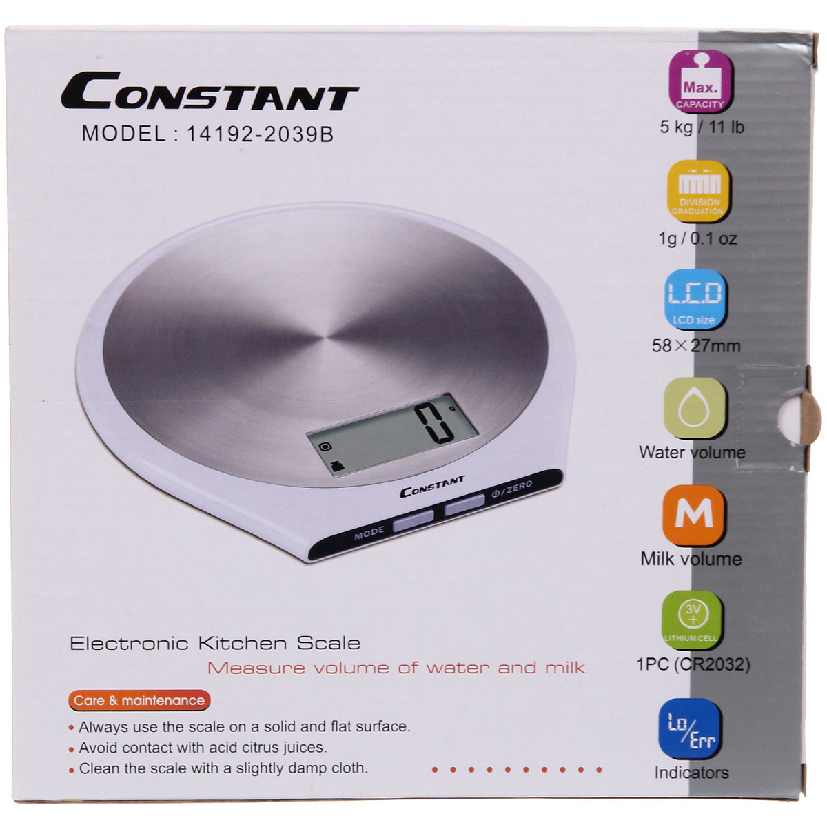 Весы кухонные электронные "Constant" до 5 кг  (точн.1гр) 14192-2039В
