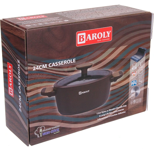 Кастрюля BAROLY CHOCOLATE 48л, индукция, стеклянная крышка_8