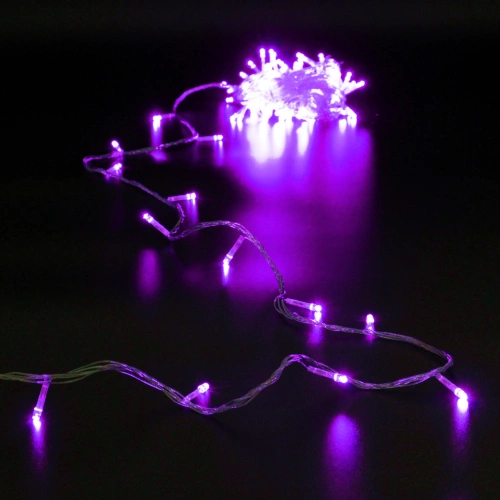Гирлянда для дома  9,5м 100 ламп LED прозрач.пров.,8 реж, IP-20, Фиолетовый (возможность соединения)