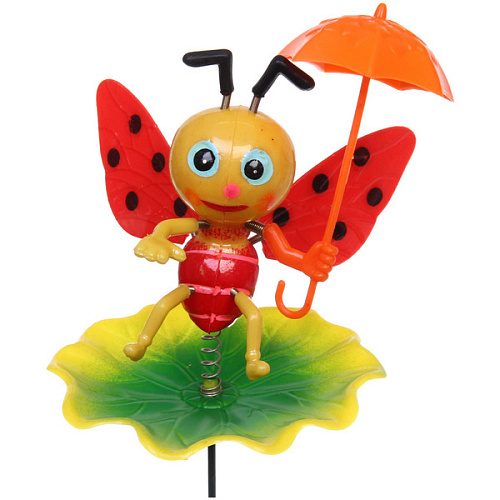 Фигура на спице Божья коровка с зонтиком 60 см (фигура 1210 см) для отпугивания птиц, микс_7