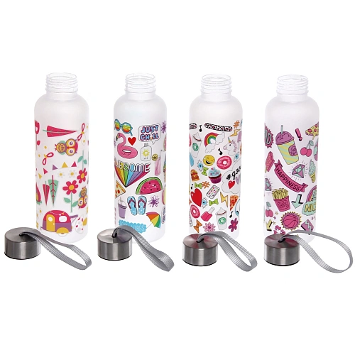 Бутылка питьевая пластиковая 600мл Летний микс, микс цветов_6