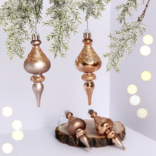 Елочные украшения "Glamour" 10 см (набор 4 шт), Шампань