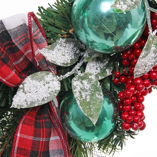 Венок хвойный новогодний Рождественский день 50 см, резина, леска, ПВХ (SSQ1914A-50)_10