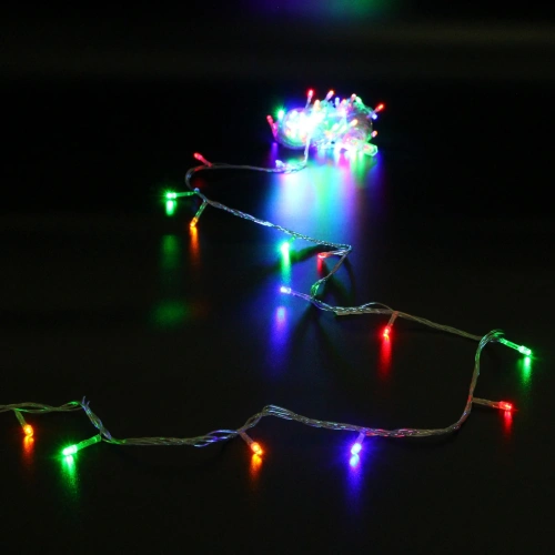 Гирлянда для дома  9,5м 100 ламп LED прозрач.пров.,8 реж, IP-20, Мультицвет (возможность соединения)