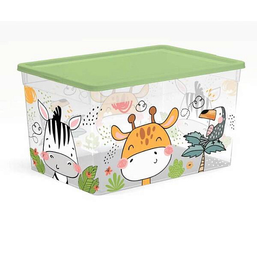 Контейнер для хранения игрушек с крышкой GIRAFFIX 37*26*20,7см,  16л