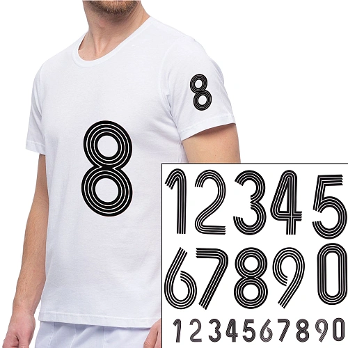 Термоаппликация Номер на футболку 003 (чёрный, большие цифры: 0-9, маленькие: 0-9)