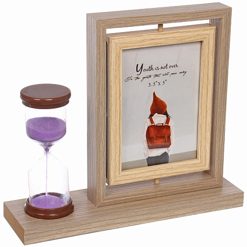 Фоторамка 913см вращающаяся с песочными часами, коричневая_4