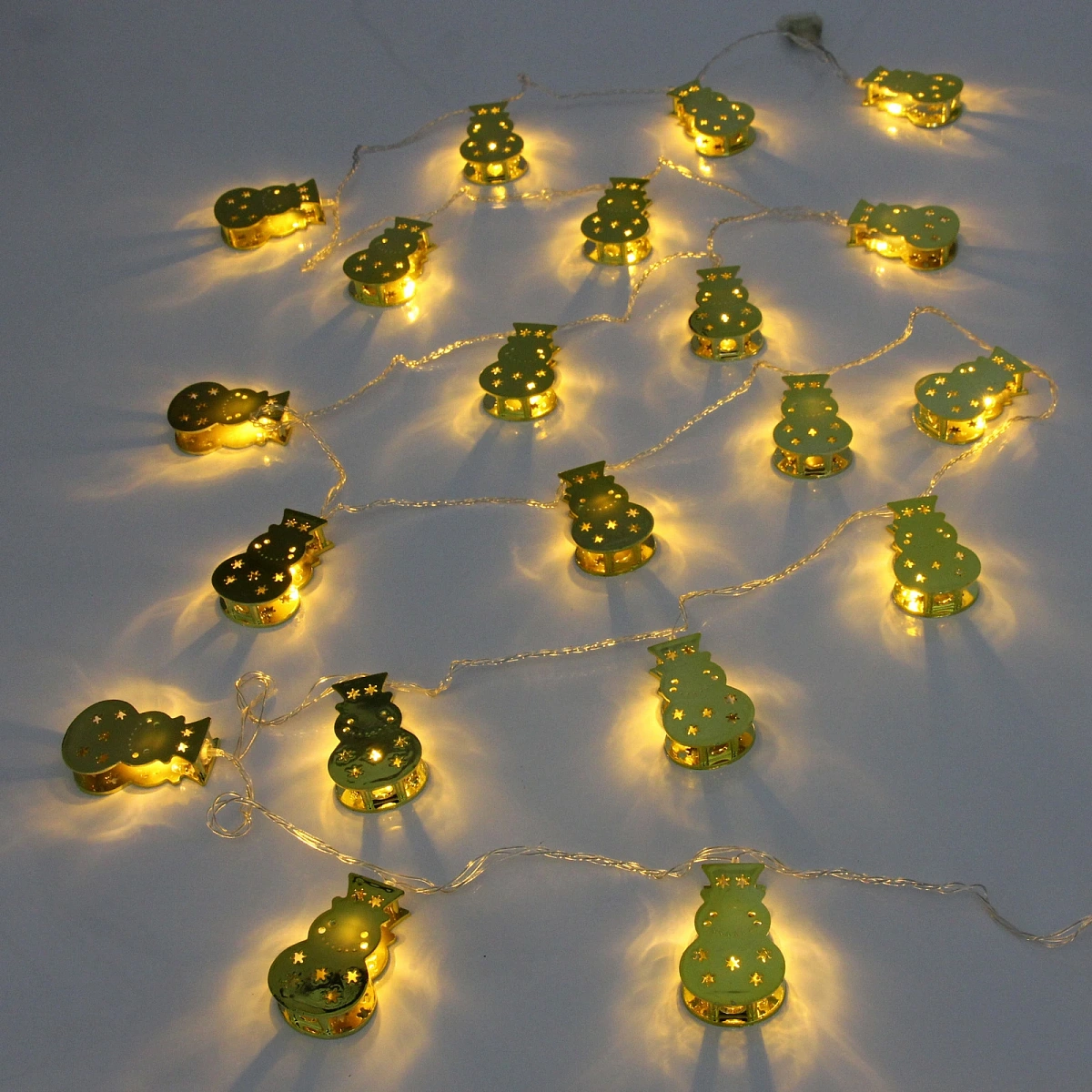 Гирлянда для дома "Золотой снеговик" 4м 20 ламп LED, 3,7*6 см прозр.пров.,1 реж, IP-20, Теплый белый (возможность соединения)