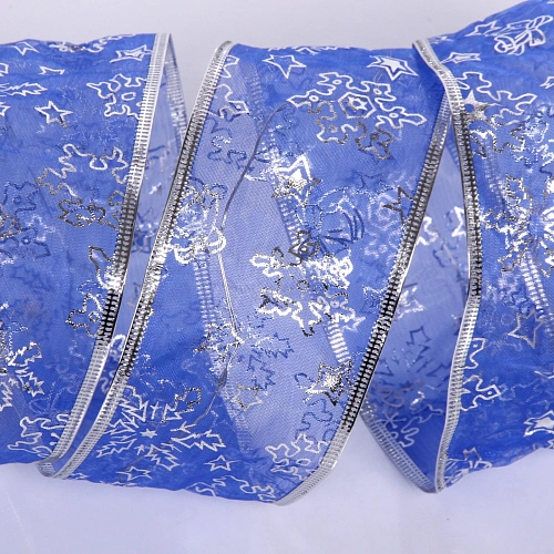 Гирлянда для дома ЛЕНТА ДЕКОРАТИВНАЯ  Морозные снежинки 2,0 м, 6 см, 20 ламп LED (на батарейках), Синий (подсветка синий)_5