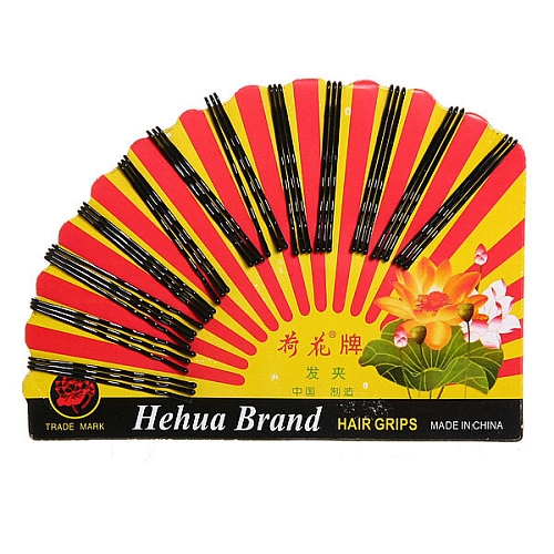 Невидимка для волос 36шт "Веер", цвет черный 4см 